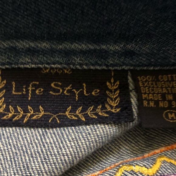 Patchwork Boho Hippie Embroidered Patch Denim Jacket - Picture 6 of 6